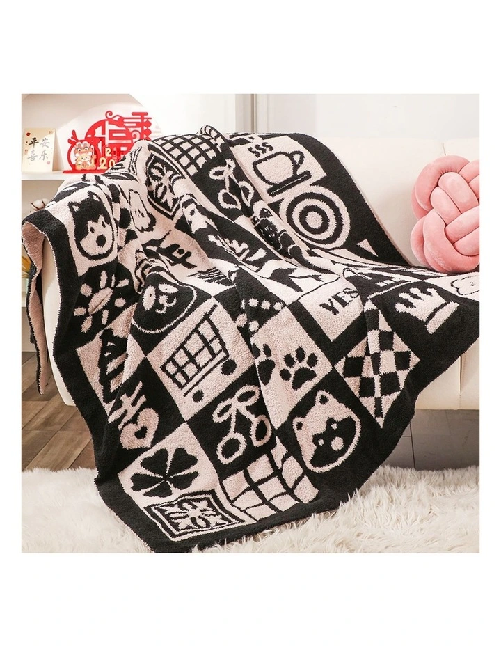 SOGA 2 Pack Black White New Year Limited Edition Plush Throw Blanket 130x160cm image 2