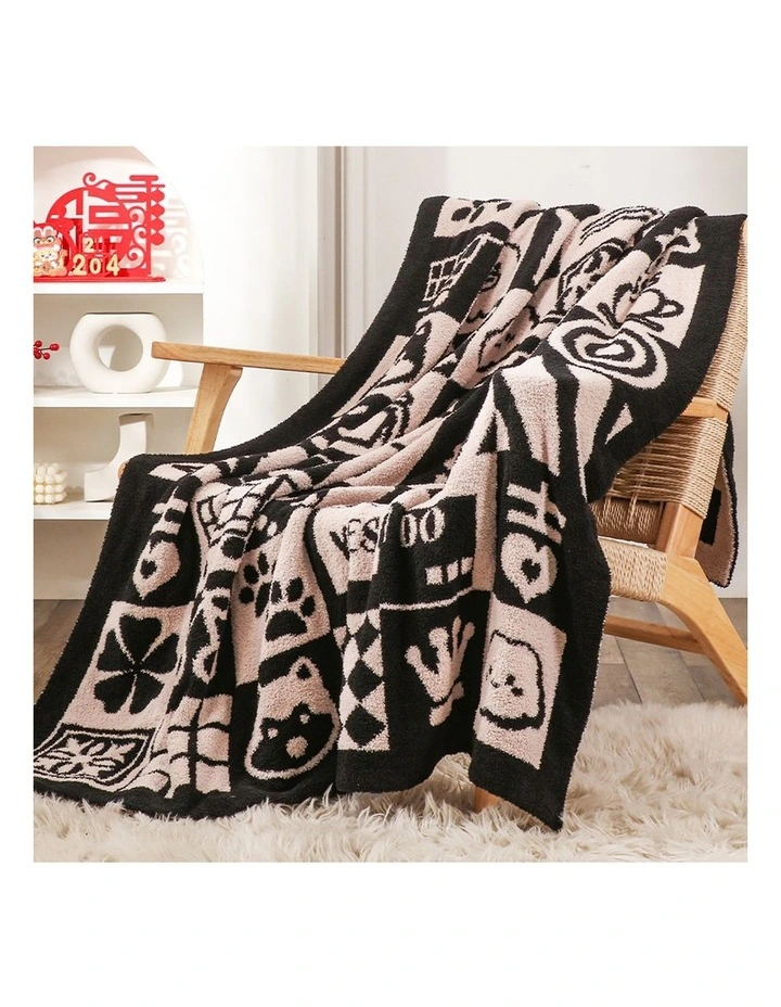 SOGA 2 Pack Black White New Year Limited Edition Plush Throw Blanket 130x160cm image 3