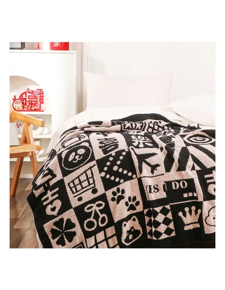 SOGA 2 Pack Black White New Year Limited Edition Plush Throw Blanket 130x160cm image 7