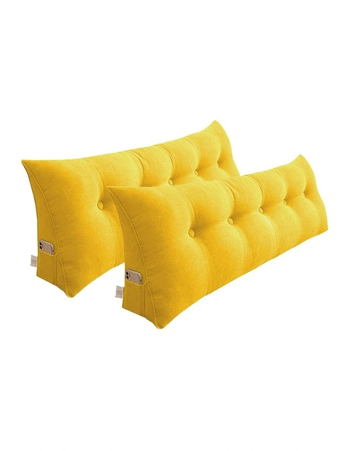 SOGA 2X 150cm Yellow Wedge Bed Pillow Headboard Cushion image 1