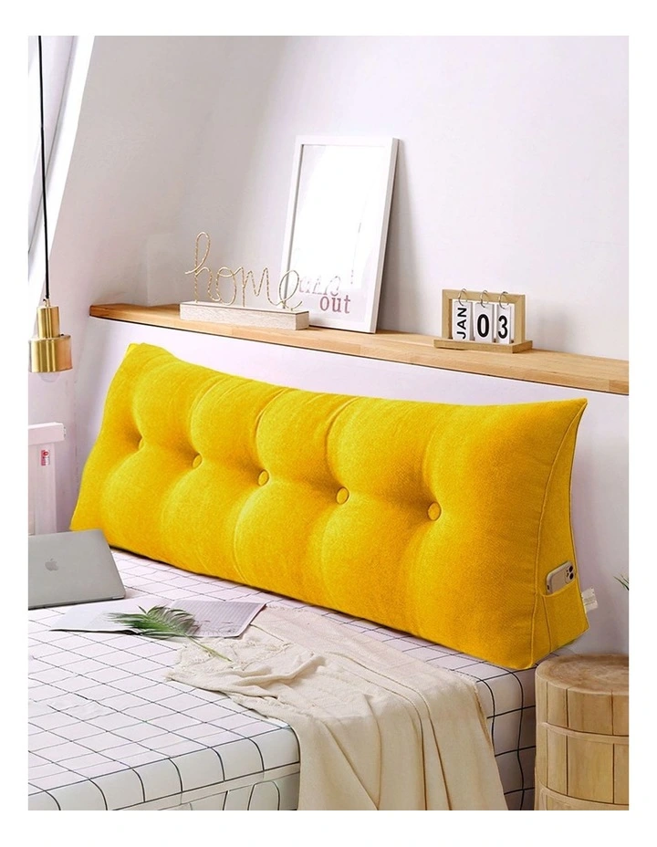 SOGA 2X 150cm Yellow Wedge Bed Pillow Headboard Cushion image 4