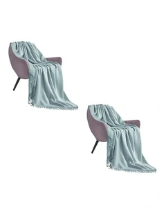 SOGA 2 Pack Grey Acrylic Knitted Throw Blanket 130x220cm