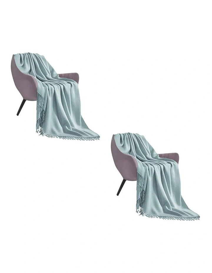 SOGA 2 Pack Grey Acrylic Knitted Throw Blanket 130x220cm image 1