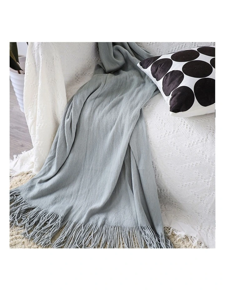 SOGA 2 Pack Grey Acrylic Knitted Throw Blanket 130x220cm image 3