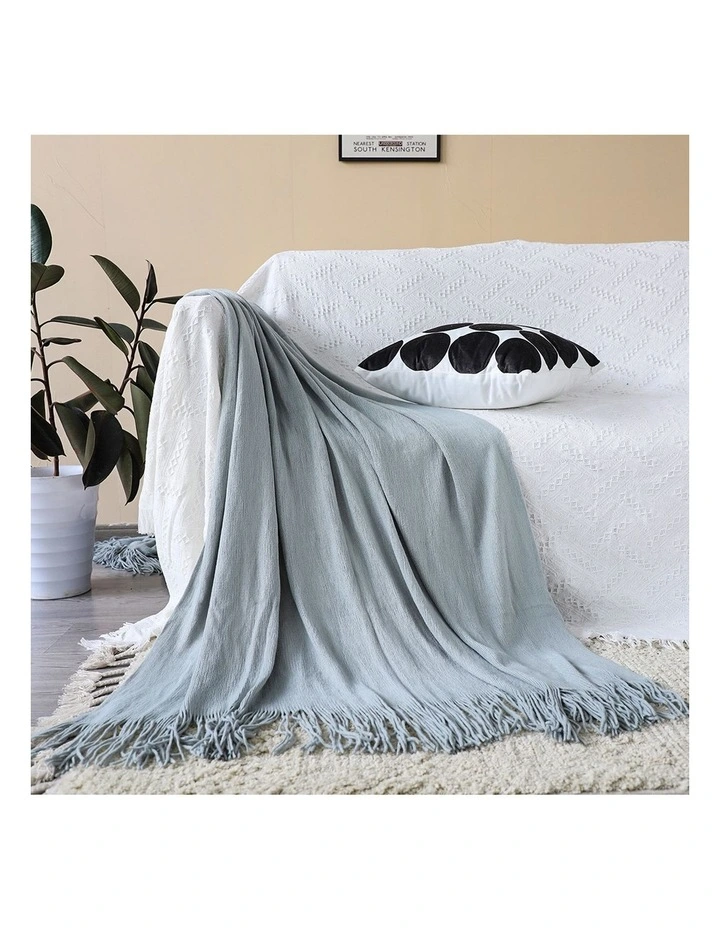 SOGA 2 Pack Grey Acrylic Knitted Throw Blanket 130x220cm image 4