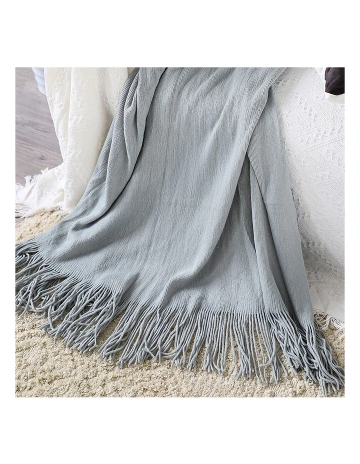 SOGA 2 Pack Grey Acrylic Knitted Throw Blanket 130x220cm image 6