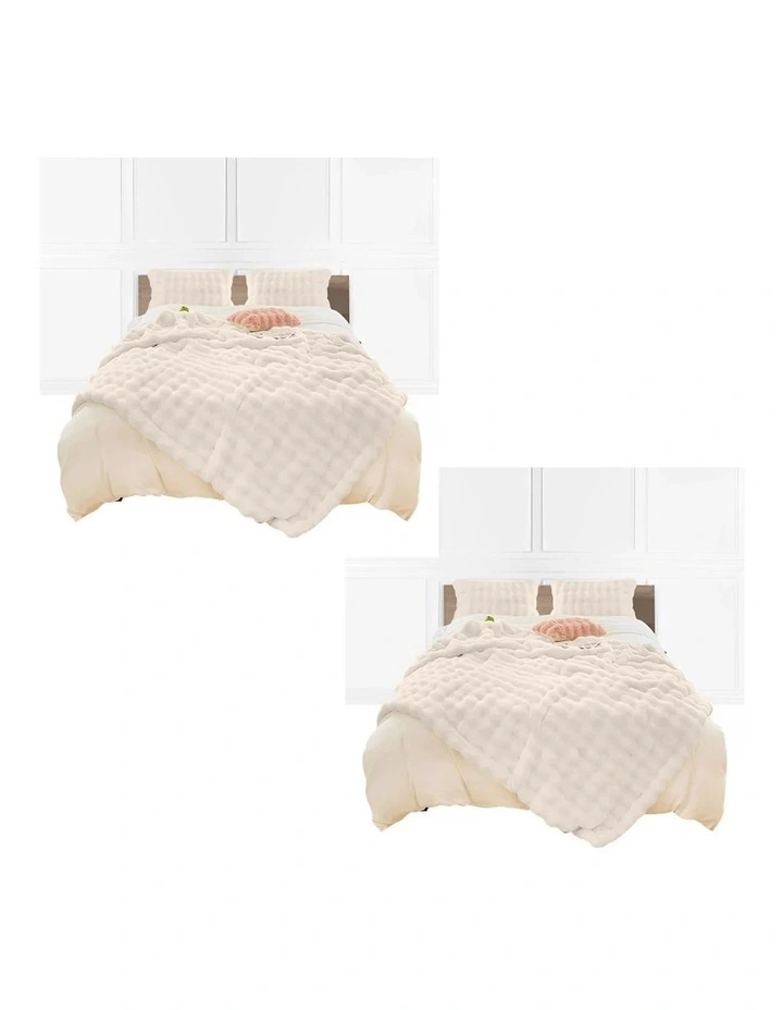 SOGA 2 Pack White Rabbit Fur Throw Blanket 150x200cm image 1