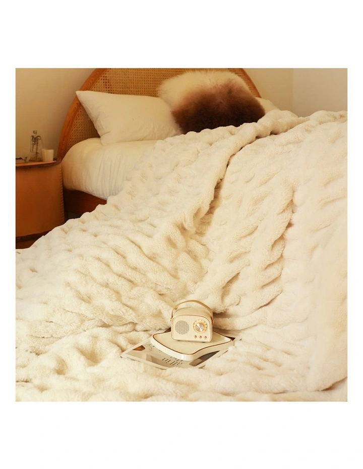 SOGA 2 Pack White Rabbit Fur Throw Blanket 150x200cm image 2
