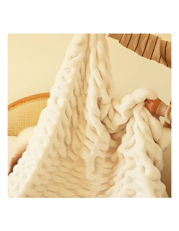 SOGA 2 Pack White Rabbit Fur Throw Blanket 150x200cm image 4