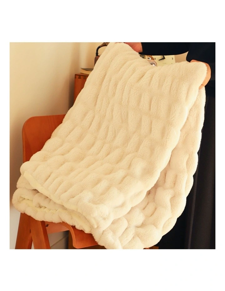 SOGA 2 Pack White Rabbit Fur Throw Blanket 150x200cm image 7