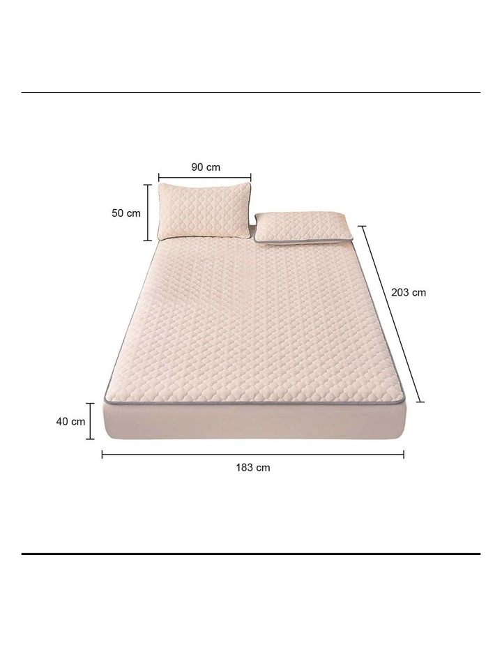 SOGA 2 Pack Beige King Clover Quilted Fleece Mattress Cover Sets with 4 Pillowcases image 4