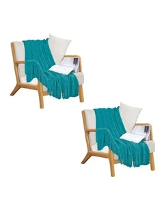 SOGA 2 Pack Teal Diamond Knitted Throw Blanket 130x170cm