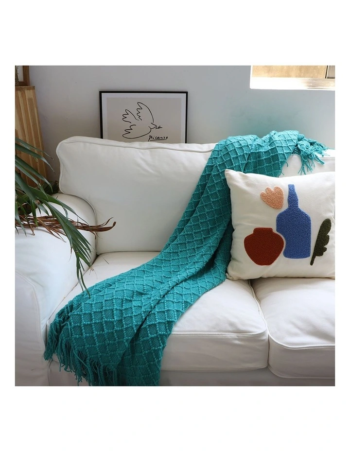 SOGA 2 Pack Teal Diamond Knitted Throw Blanket 130x170cm image 6