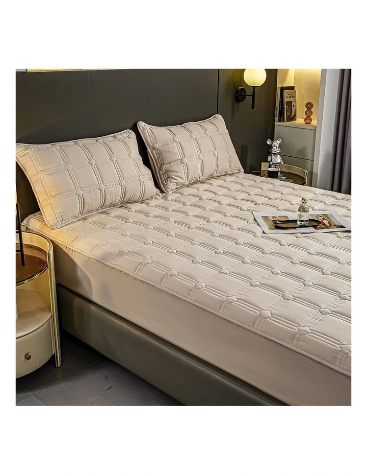SOGA 2X Beige 153cm Wide Mattress Cover image 3