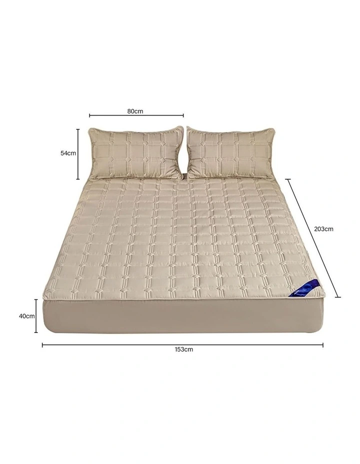 SOGA 2X Beige 153cm Wide Mattress Cover image 6