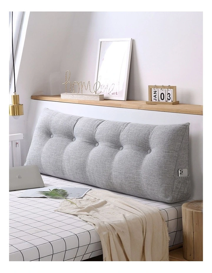 SOGA 2X 120cm Silver Triangular Wedge Bed Pillow Headboard Cushion image 2