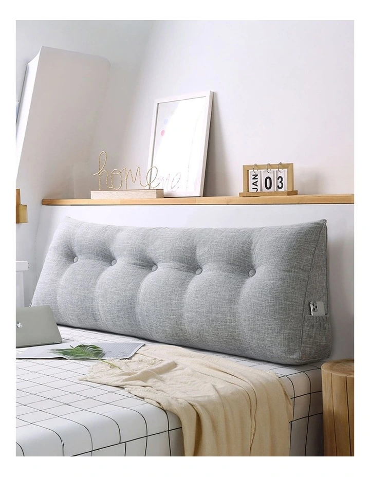 SOGA 2X 120cm Silver Triangular Wedge Bed Pillow Headboard Cushion image 6