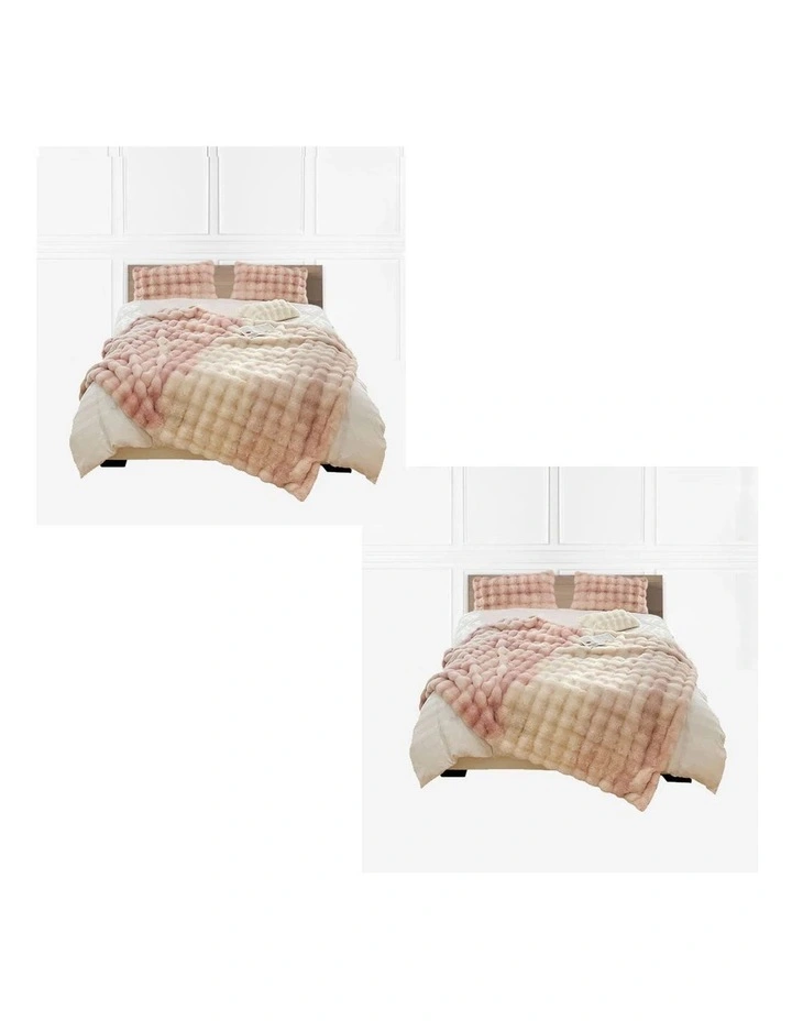 SOGA 2 Pack Light Pink Fur Fuzzy Throw Blanket 200x230cm image 1