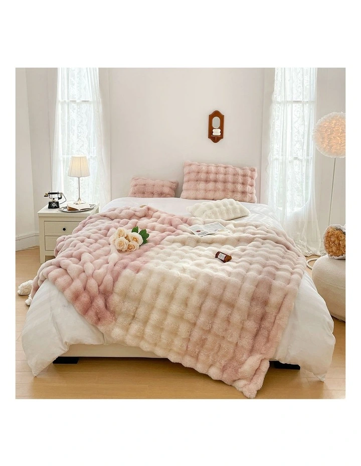 SOGA 2 Pack Light Pink Fur Fuzzy Throw Blanket 200x230cm image 2
