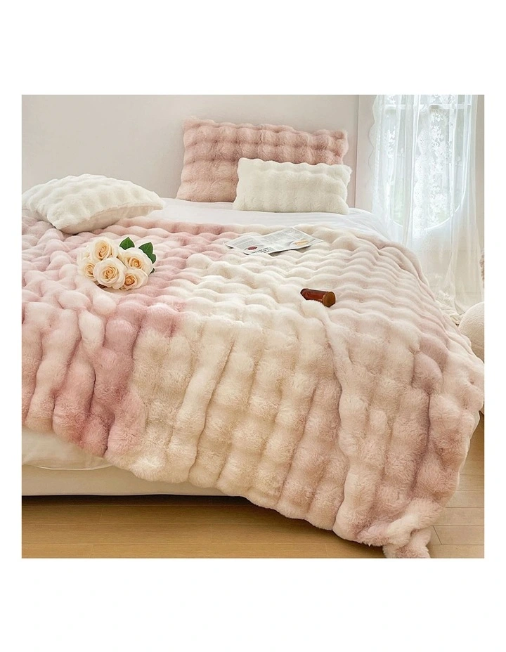 SOGA 2 Pack Light Pink Fur Fuzzy Throw Blanket 200x230cm image 3