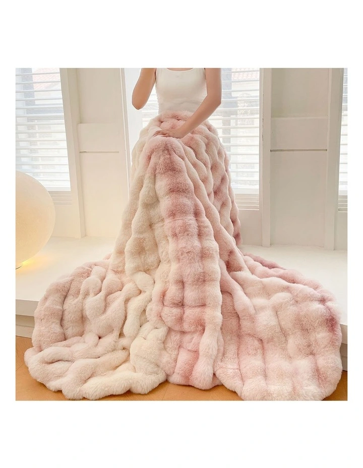 SOGA 2 Pack Light Pink Fur Fuzzy Throw Blanket 200x230cm image 4