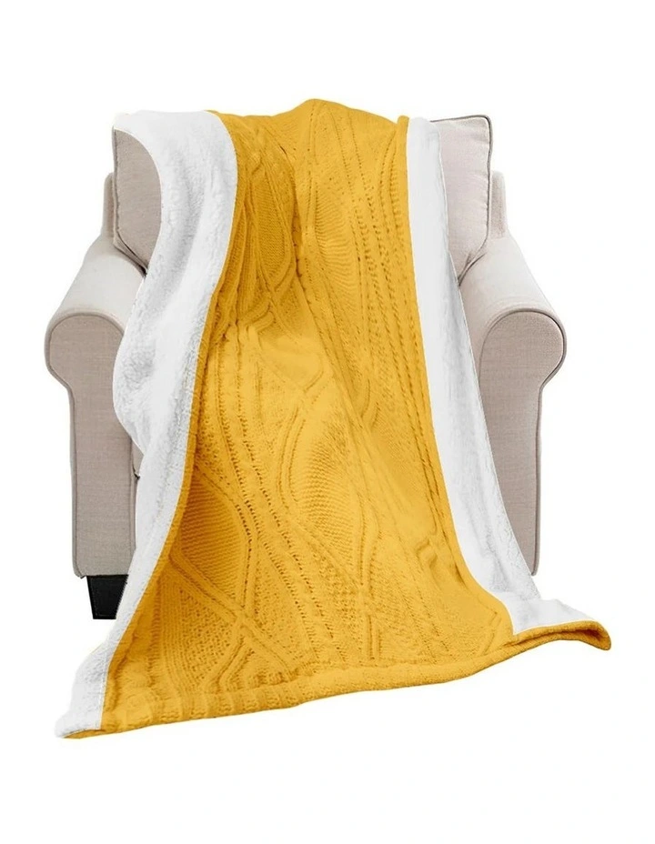 SOGA Yellow White Chenille Fleece Throw Blanket 200x230cm image 1