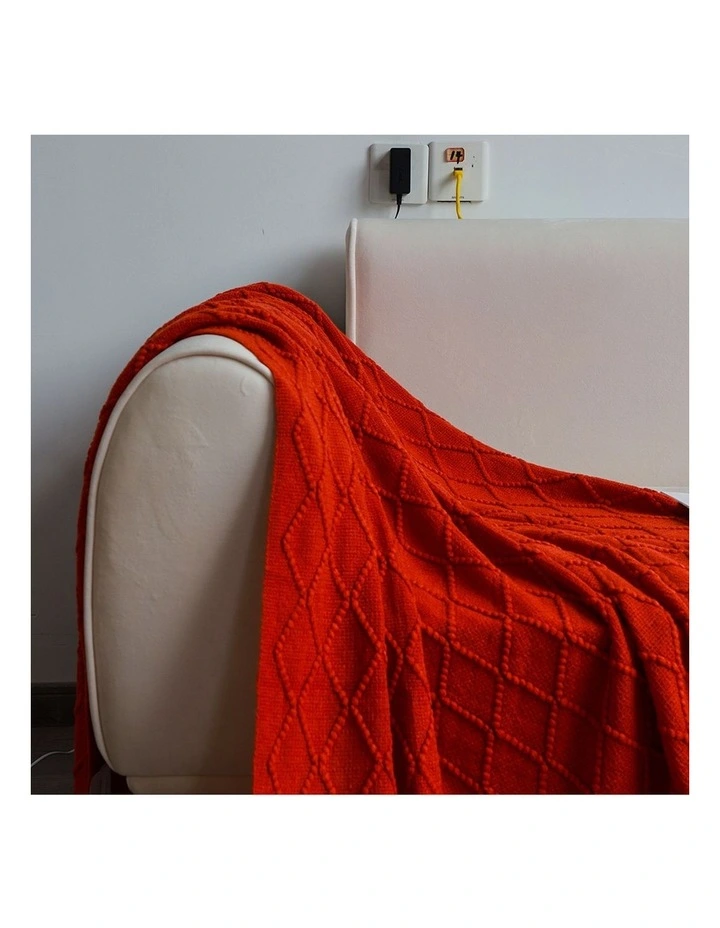 SOGA 2 Pack Red Diamond Pattern Knitted Throw Blanket 130x230cm image 3