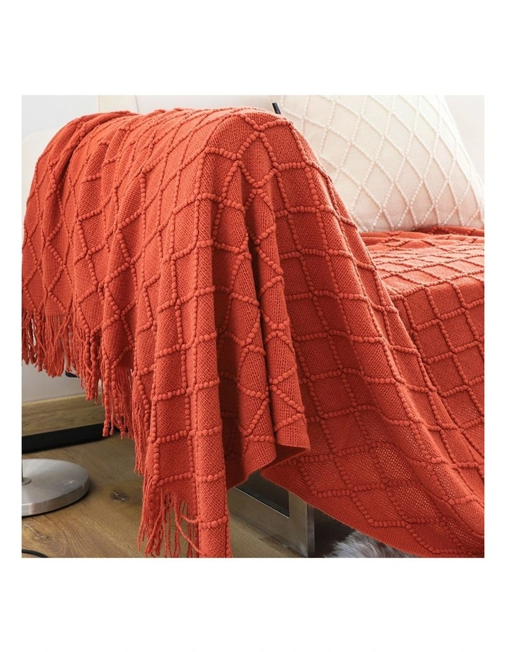 SOGA 2 Pack Red Diamond Pattern Knitted Throw Blanket 130x230cm image 6