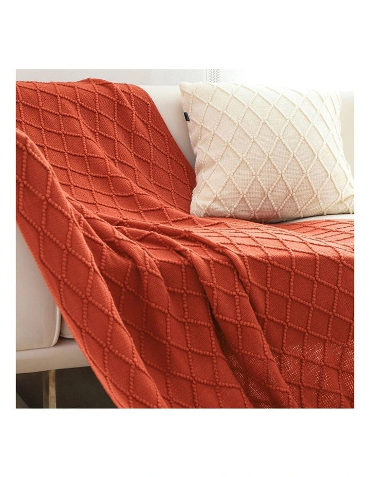 SOGA 2 Pack Red Diamond Pattern Knitted Throw Blanket 130x230cm image 7