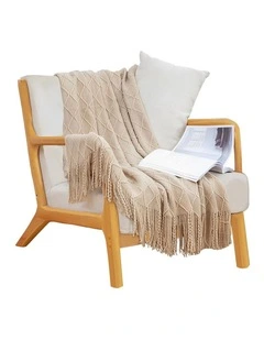 SOGA Beige Diamond Knitted Throw Blanket 130x170cm
