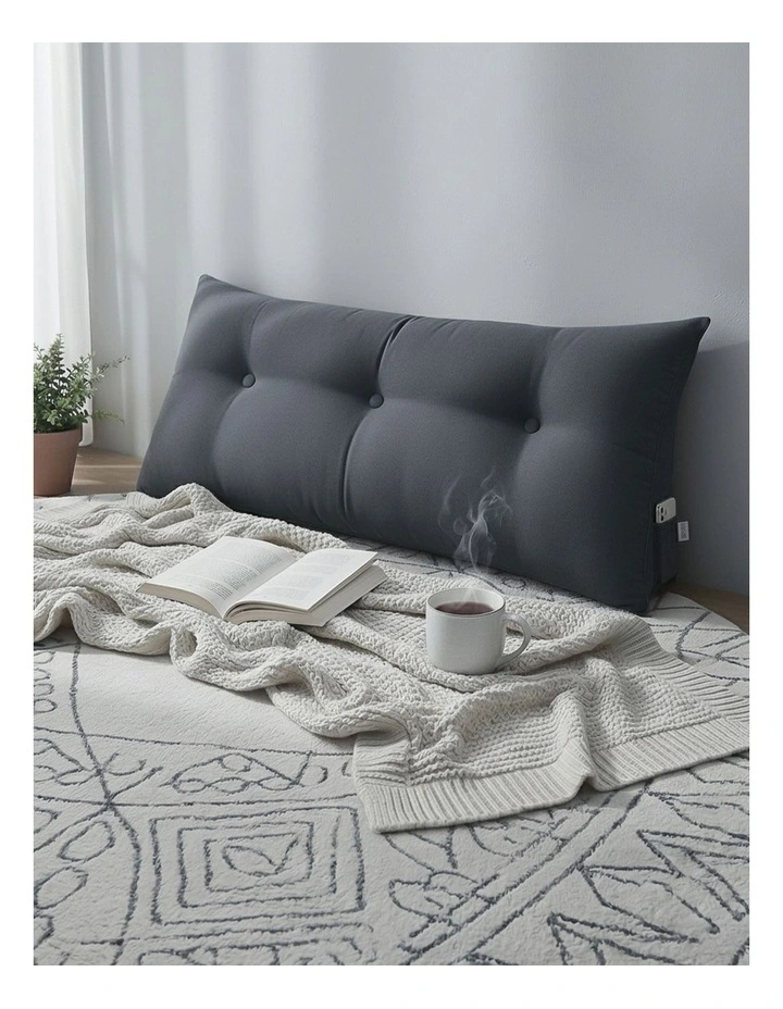 SOGA 2X 100cm Dark Grey Triangular Wedge Bed Pillow Headboard Cushion image 2