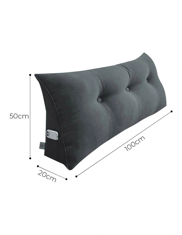 SOGA 2X 100cm Dark Grey Triangular Wedge Bed Pillow Headboard Cushion image 7