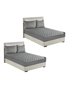 SOGA 2 Pack Grey Queen Cross-Hatch Quilted Mattress Cover Sets with 4 Pillowcases
