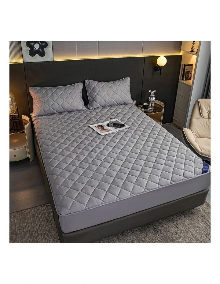 SOGA 2 Pack Grey Queen Cross-Hatch Quilted Mattress Cover Sets with 4 Pillowcases image 3