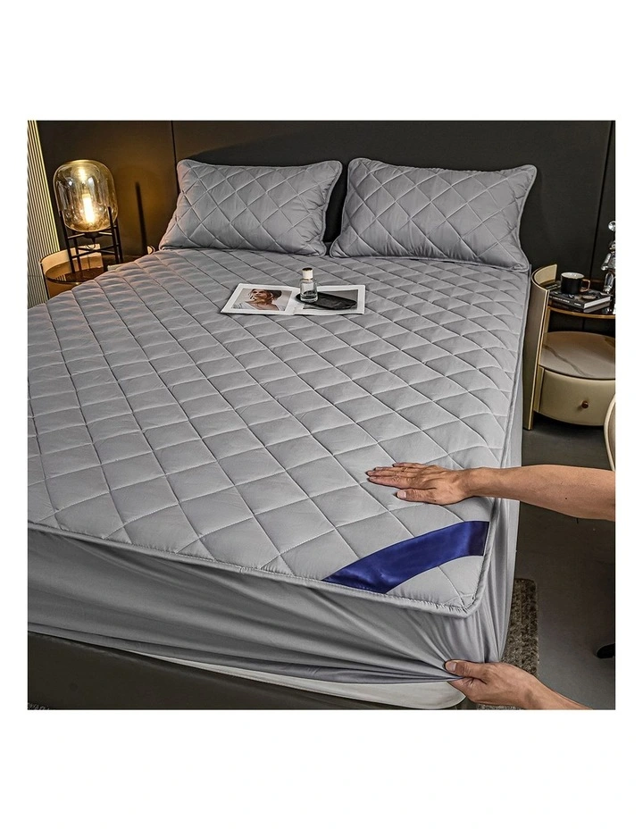 SOGA 2 Pack Grey Queen Cross-Hatch Quilted Mattress Cover Sets with 4 Pillowcases image 7