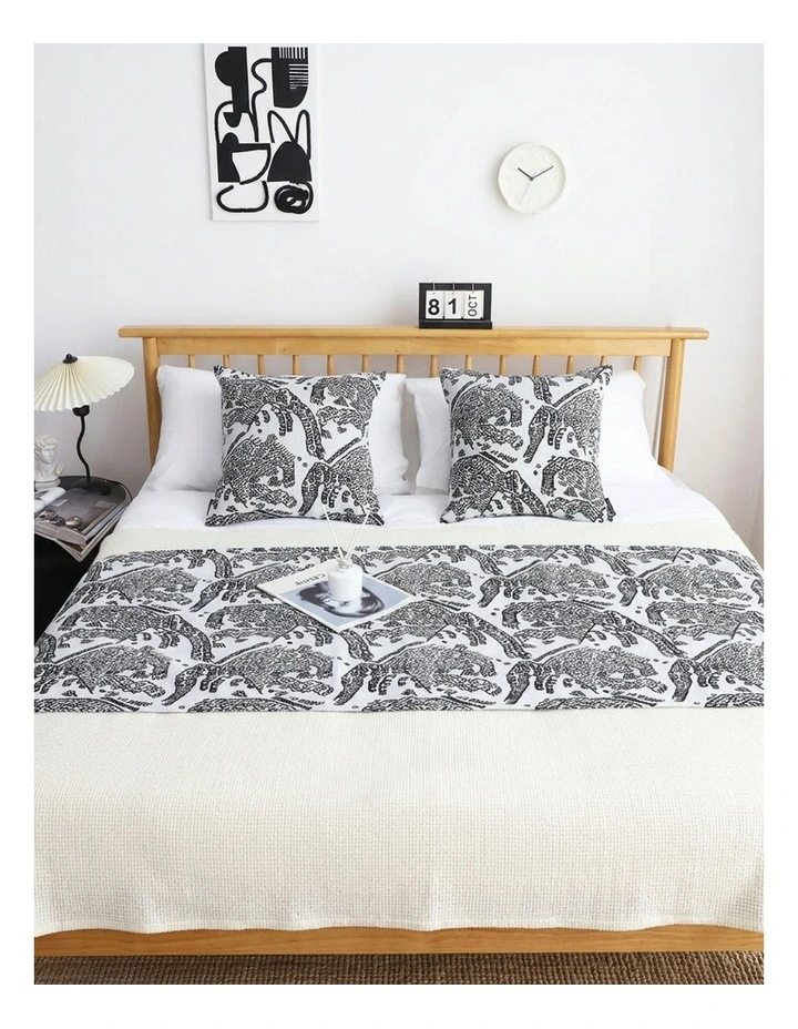 SOGA 1.8m Light Black Luxury Mottled Bed Runner Vintage Bedding Set of 3 image 3