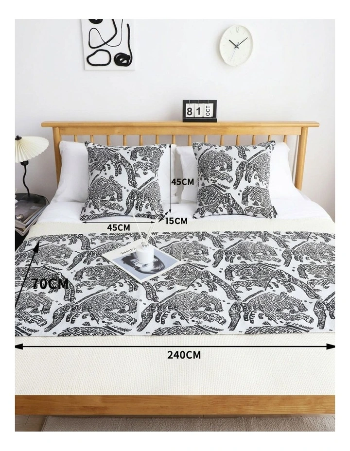 SOGA 1.8m Light Black Luxury Mottled Bed Runner Vintage Bedding Set of 3 image 5