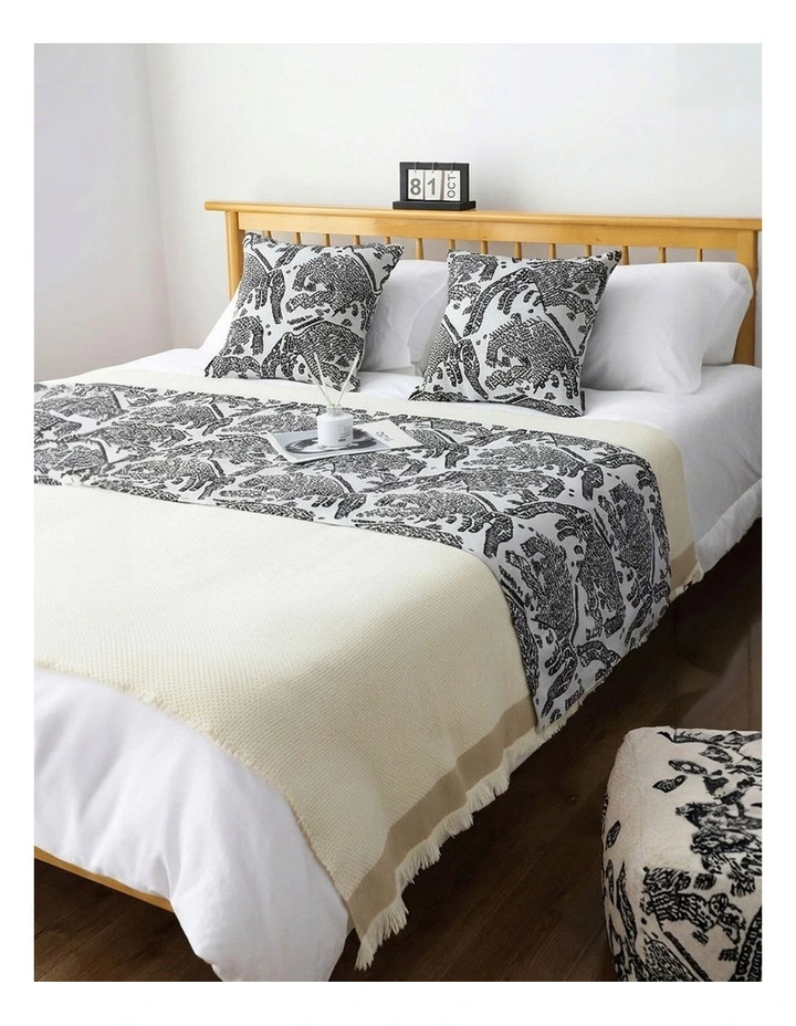 SOGA 1.8m Light Black Luxury Mottled Bed Runner Vintage Bedding Set of 3 image 7