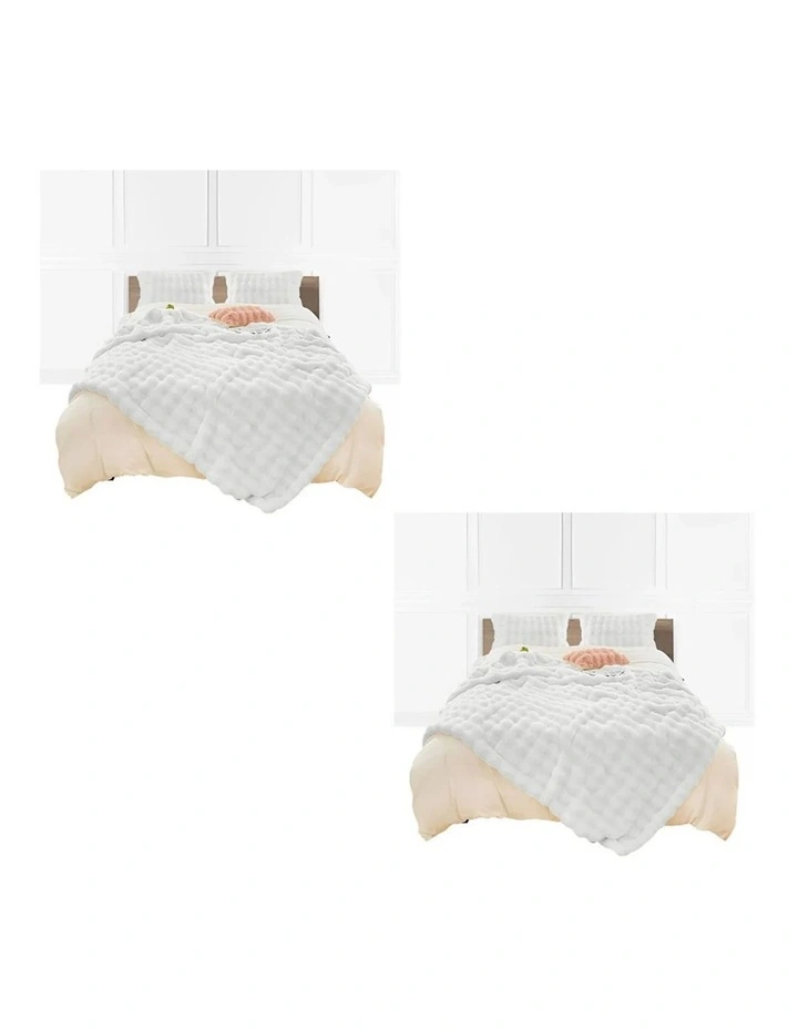 SOGA 2 Pack White Rabbit Fur Throw Blanket 160x200cm image 1