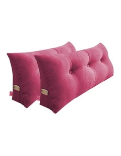 SOGA 2X 100cm Crabapple Red Triangular Wedge Bed Backrest Headboard Cushion