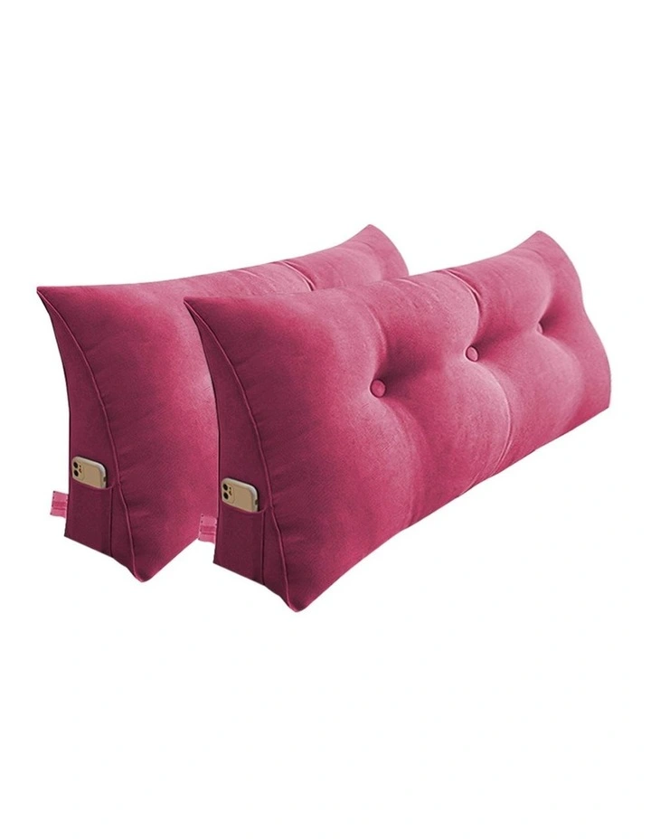 SOGA 2X 100cm Crabapple Red Triangular Wedge Bed Backrest Headboard Cushion image 1