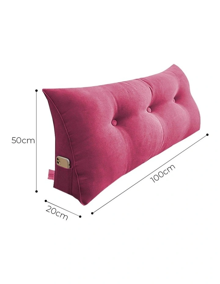 SOGA 2X 100cm Crabapple Red Triangular Wedge Bed Backrest Headboard Cushion image 7