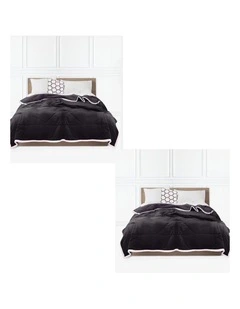 SOGA 2 Pack Dark Grey Thick Flannel Throw Blanket 200x220cm
