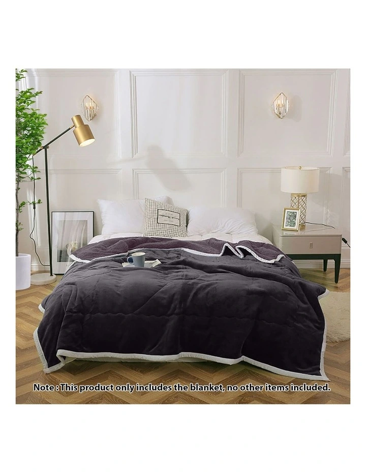 SOGA 2 Pack Dark Grey Thick Flannel Throw Blanket 200x220cm image 2