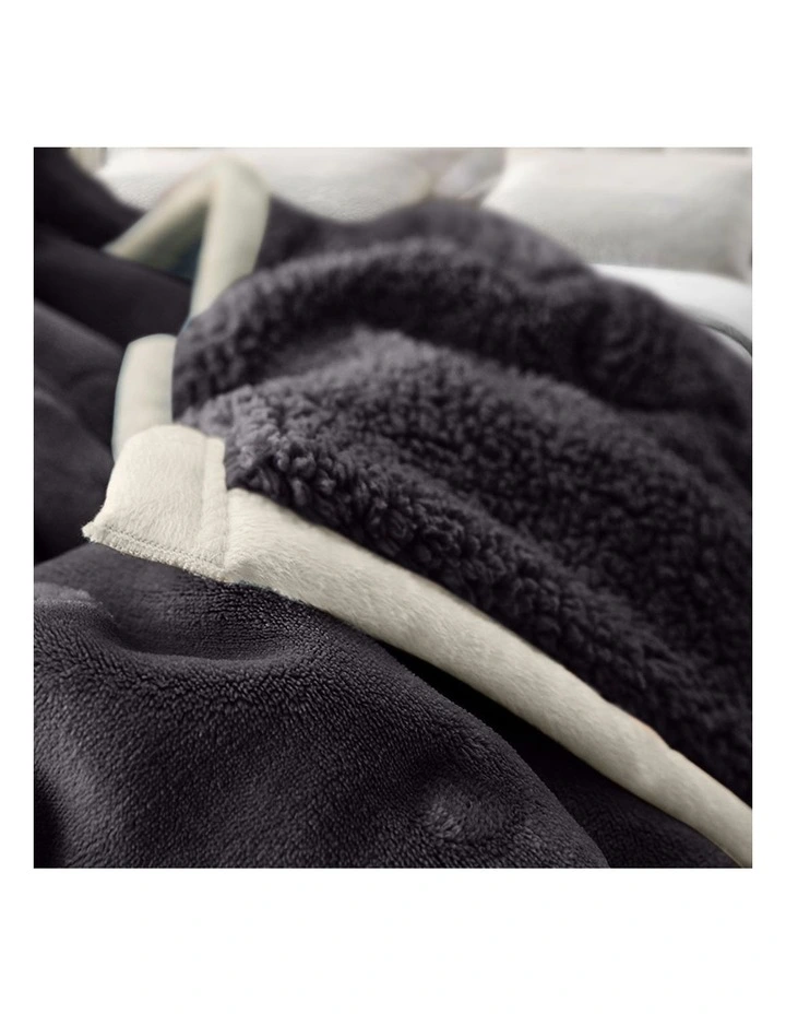 SOGA 2 Pack Dark Grey Thick Flannel Throw Blanket 200x220cm image 3