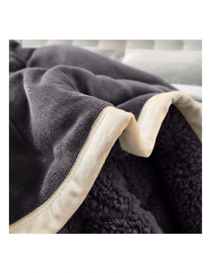 SOGA 2 Pack Dark Grey Thick Flannel Throw Blanket 200x220cm image 4