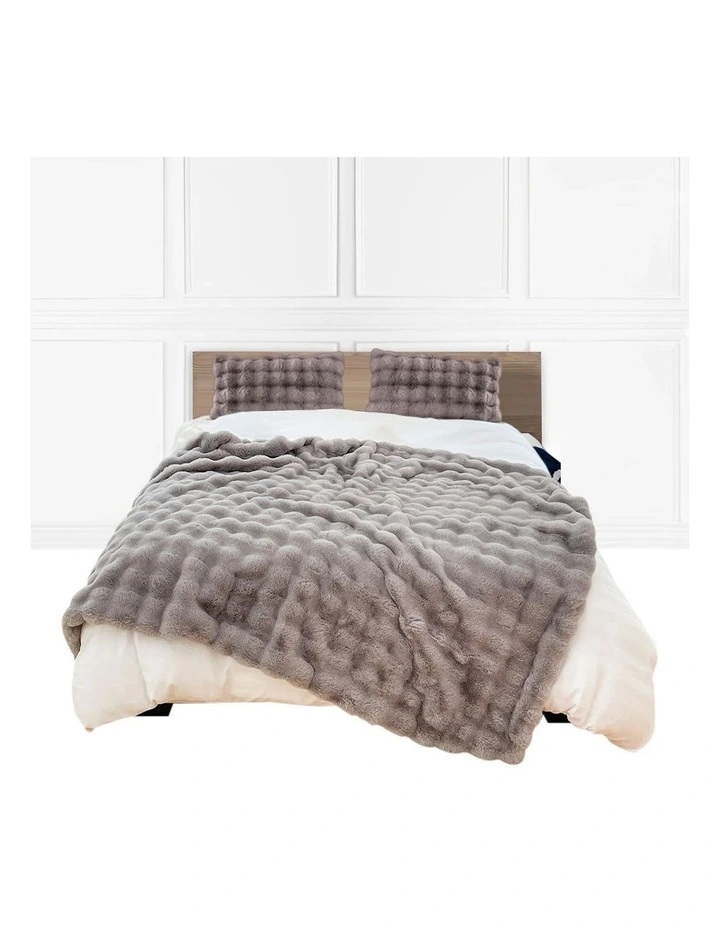 SOGA Grey Fur Fuzzy Throw Blanket 200x230cm image 1