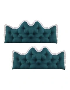 SOGA 2X 90cm Crown Pillows Tufted Teal Headboard Cushion Set