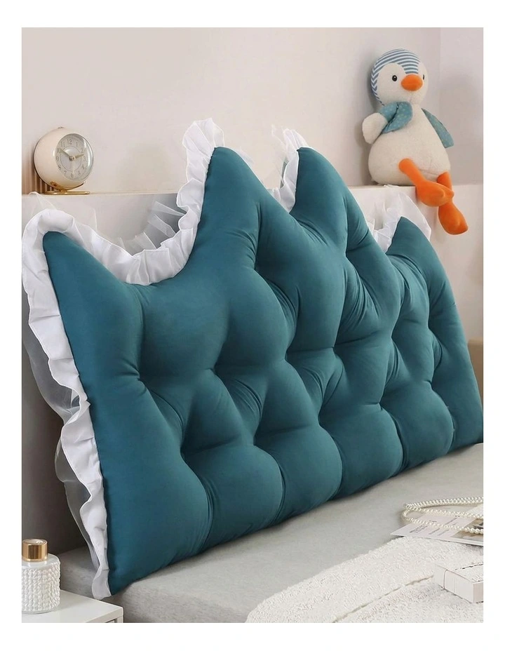 SOGA 2X 90cm Crown Pillows Tufted Teal Headboard Cushion Set image 2