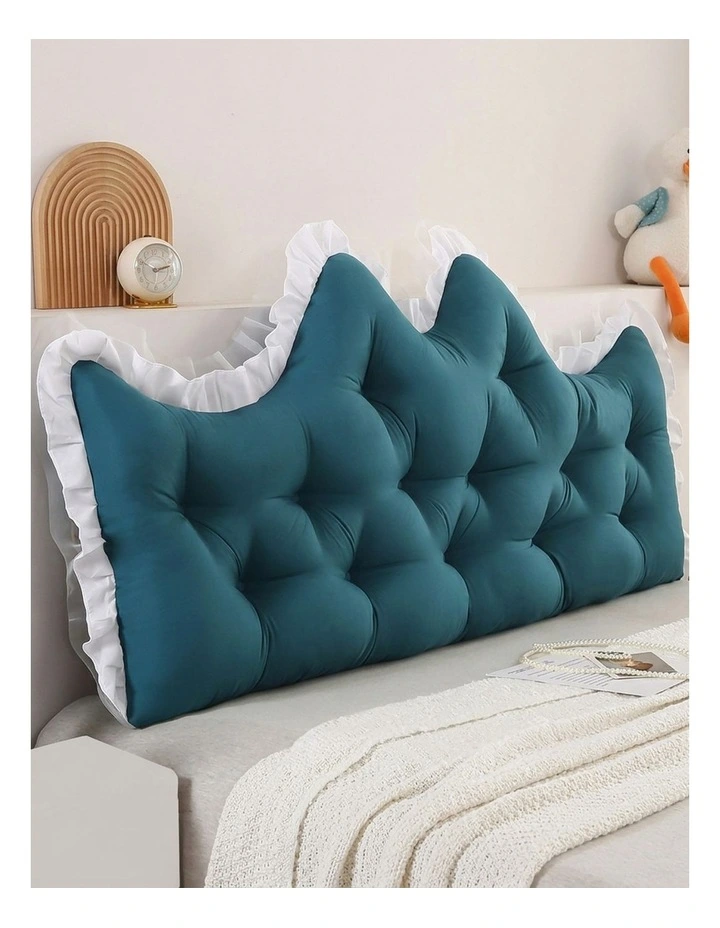 SOGA 2X 90cm Crown Pillows Tufted Teal Headboard Cushion Set image 3